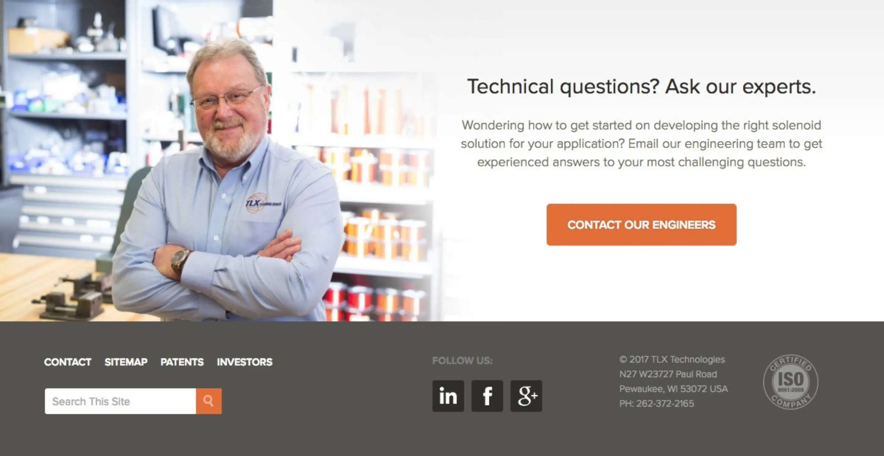 TLX Contact Our Engineers Panel Design