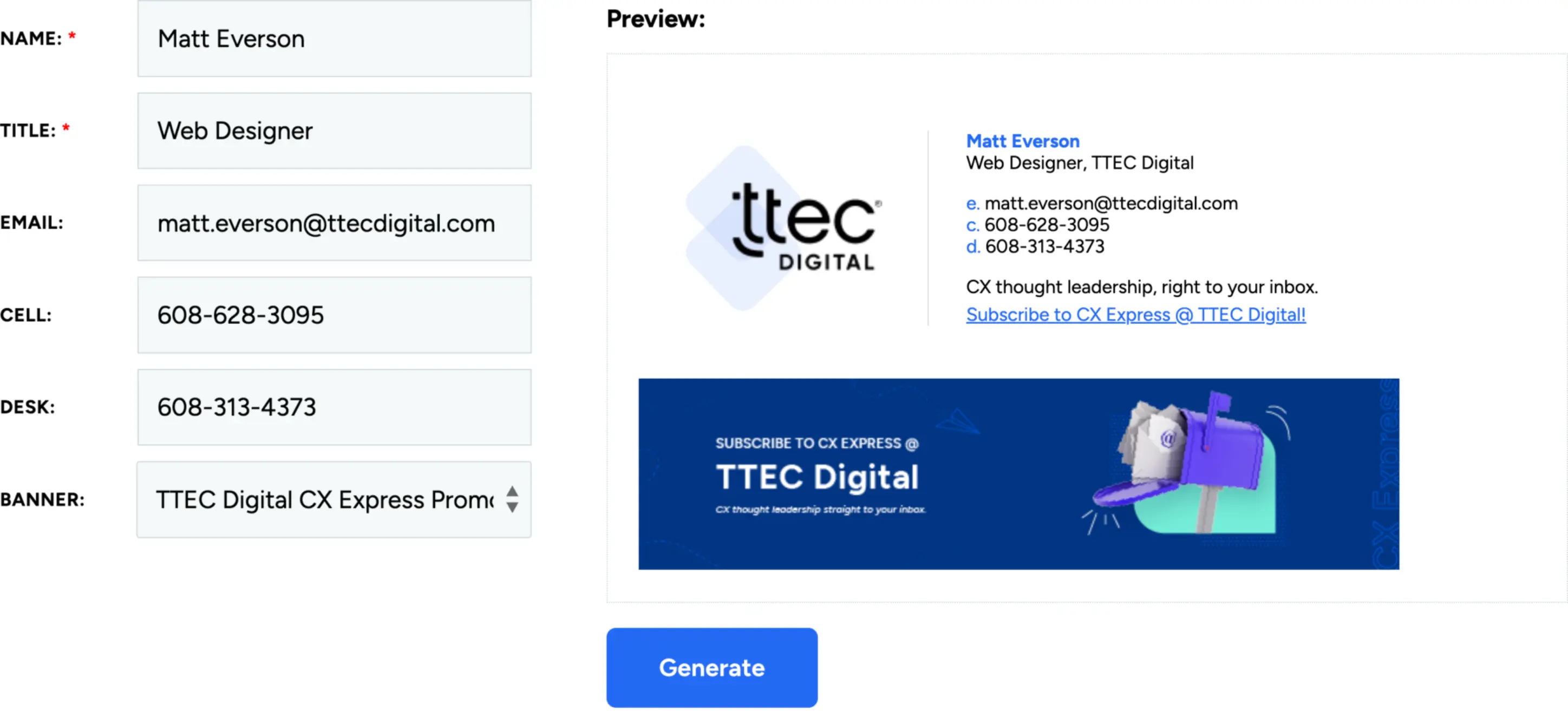 TTEC Digital Email Signature Generator