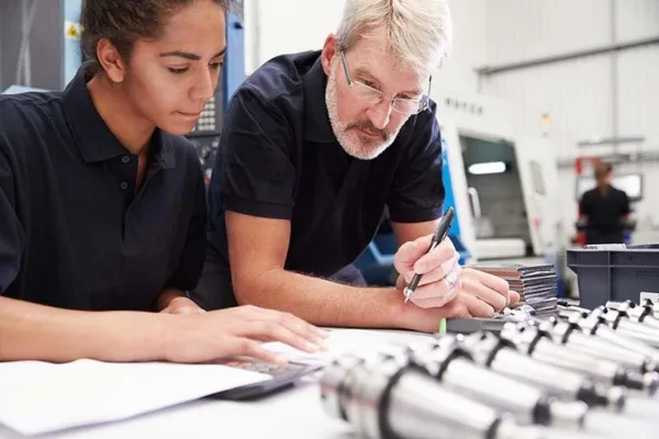 Man and woman designing a product