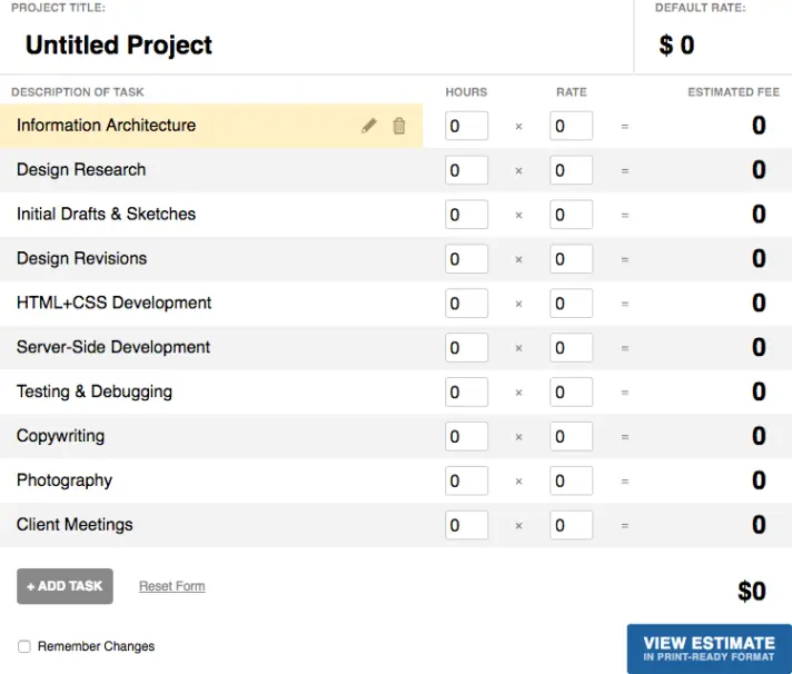 Web Development Project Estimator