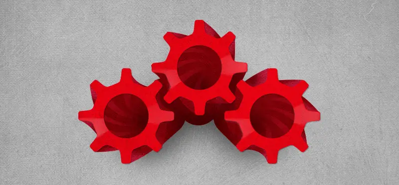 Red Vines shaped into helical gears